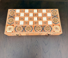 Load image into Gallery viewer, Backgammon / Chess Wooden Vintage Mosaic Handmade Set
