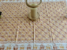 Load image into Gallery viewer, Table Cover: 78 x 56 inches Approx&#39;. Aghabani Oriental for Rectangle Tables. Beige background with Gold and Brick Red Silk
