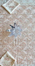 Load image into Gallery viewer, Table Cover: 94 x 59 inches Approx'. Aghabani Oriental for Rectangle Tables, Beige background with Pink and Silver Silk Embroidery
