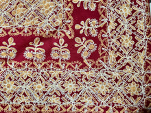 Load image into Gallery viewer, Table Cover: 135 x 78 inches Approx’. Aghabani Oriental for Rectangle Tables, Burgundy background with Gold &amp; White Silk Embroidery

