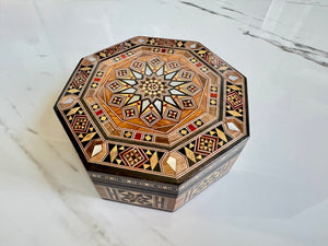 Octagon Handmade Mosaic Box. Diameter: 5.2” approx