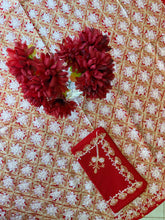 Load image into Gallery viewer, Round Table Cover. Diameter: 78 inches Approx'. Aghabani Oriental for Round Tables. Red background with Gold &amp; White Silk
