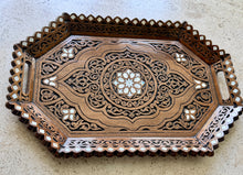 Load image into Gallery viewer, Hand-Carved Wooden Tray with Mother-of-Pearl Inlay
