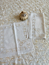 Load image into Gallery viewer, Table Cover: 156 x 78 inches Approx’. Aghabani Oriental for Rectangle Tables, Beige background with Gold &amp; White Silk Embroidery
