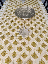 Load image into Gallery viewer, Table Cover: 117 x 58 inches Approx&#39;. Aghabani Oriental for Rectangle Tables, Beige background with Beige and Olive Green Silk Embroidery
