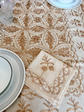Load image into Gallery viewer, Table Cover: 94 x 59 inches Approx'. Aghabani Oriental for Rectangle Tables, Beige background with Bronze Silk Embroidery
