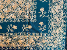 Load image into Gallery viewer, Table Cover: 58 x 58 inches Approx&#39;. Green background with Gold Silk Embroidery tablecloth Handmade Aghabani for Square tables
