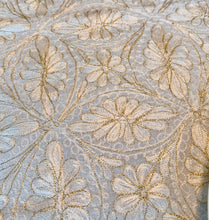 Load image into Gallery viewer, Round Table Cover. Diameter: 78 inches Approx'. Aghabani Oriental for Round Tables. White background with Gold &amp; White Silk
