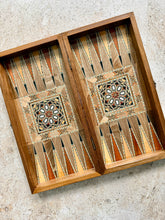Load image into Gallery viewer, Backgammon / Chess Wooden Vintage Mosaic Handmade Set
