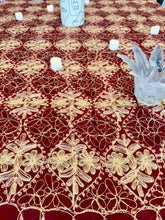 Load image into Gallery viewer, Table Cover: 156 x 78 inches Approx’. Aghabani Oriental for Rectangle Tables, Burgundy background with Gold &amp; Burgundy Silk Embroidery
