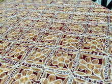 Load image into Gallery viewer, Table Cover: 135 x 78 inches Approx’. Aghabani Oriental for Rectangle Tables, Burgundy background with Gold &amp; White Silk Embroidery
