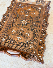 Load image into Gallery viewer, Hand-Carved Wooden Tray with Mother-of-Pearl Inlay
