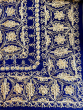 Load image into Gallery viewer, Table Cover: 156 x 78 inches Approx’. Aghabani Oriental for Rectangle Tables, Navy Blue background with Gold Silk Embroidery
