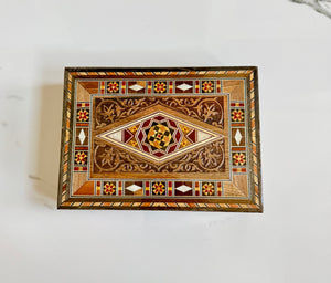 Medium Sized Rectangle Handmade Mosaic Box inlaid with Mother of Pearl