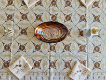 Load image into Gallery viewer, Table Cover: 94 x 59 inches Approx'. Aghabani Oriental for Rectangle Tables, Beige background with Brown and Beige Silk Embroidery
