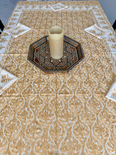 Load image into Gallery viewer, Table Cover: 78 x 56 inches Approx'. Aghabani Oriental for Rectangle Tables. Beige background with Gold Silk
