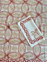 Load image into Gallery viewer, Table Cover: 94 x 59 inches Approx&#39;. Aghabani Oriental for Rectangle Tables, Beige background with Brick Red and Champagne Beige Silk Embroidery
