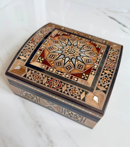 Jewelry Mosaic Wooden Handmade Box inlaid with Mother of Pearl