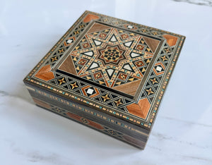 Jewelry Mosaic Wooden Handmade Box inlaid with Mother of Pearl