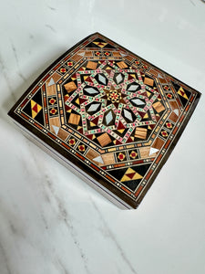 Jewelry Mosaic Wooden Handmade Box inlaid with Mother of Pearl