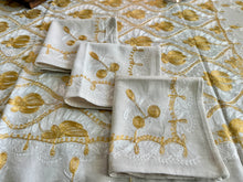 Load image into Gallery viewer, Table Cover: 57 x 57 inches Approx&#39;. Aghabani Oriental for Square Tables. Beige background with White and Gold Silk
