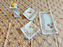 Load image into Gallery viewer, Table Cover: 78 x 56 inches Approx&#39;. Aghabani Oriental for Rectangle Tables. Beige background with Gold and Brick Red Silk
