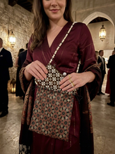 Load image into Gallery viewer, Handmade Mother of Pearl Inlaid Wooden Clutch | Mosaic Floral Evening Bag with Pouch
