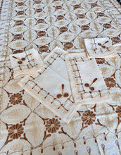 Load image into Gallery viewer, Table Cover: 94 x 59 inches Approx'. Aghabani Oriental for Rectangle Tables, Beige background with Brown and Beige Silk Embroidery
