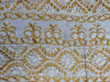 Load image into Gallery viewer, Table Cover: 58 x 58 inches Approx&#39;. Off white background with Gold and White Silk Embroidery tablecloth Handmade Aghabani for Square tables
