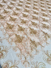 Load image into Gallery viewer, Table Cover: 117 x 58 inches Approx'. Aghabani Oriental for Rectangle Tables, Beige background with Pink and Gold Silk Embroidery
