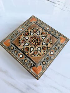 Jewelry Mosaic Wooden Handmade Box inlaid with Mother of Pearl