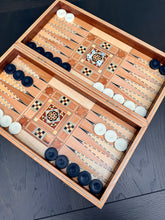 Load image into Gallery viewer, Backgammon / Chess Wooden Vintage Mosaic Handmade Set
