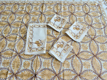 Load image into Gallery viewer, Table Cover: 78 x 56 inches Approx&#39;. Aghabani Oriental for Rectangle Tables. Beige background with Gold and Brown Silk
