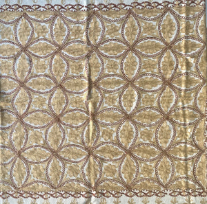 Table Cover: 94 x 59 inches Approx'. Aghabani Oriental for Rectangle Tables, Beige background with Brown and Gold Silk Embroidery