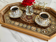 Load image into Gallery viewer, Wooden Mosaic Tray inlaid with Mother of Pearl. L 18.2 in W 11.0 in.
