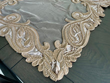 Load image into Gallery viewer, Table Centerpiece: 37 x 37 inches approx. Beige background with Beige Embroidery
