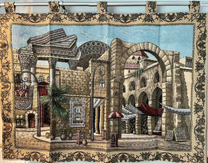 Wall hanging home decor Tapestries. Size: 54 x 37 inches. It represents a historic old Damascus city